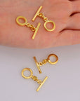 24K Gold Vermeil Toggle Clasps, 925 Solid Silver Toggle Clasp, Gold Plated Plain Toggle Clasp Set, Jewelry Supply, Jewelry Findings, VM58A-C