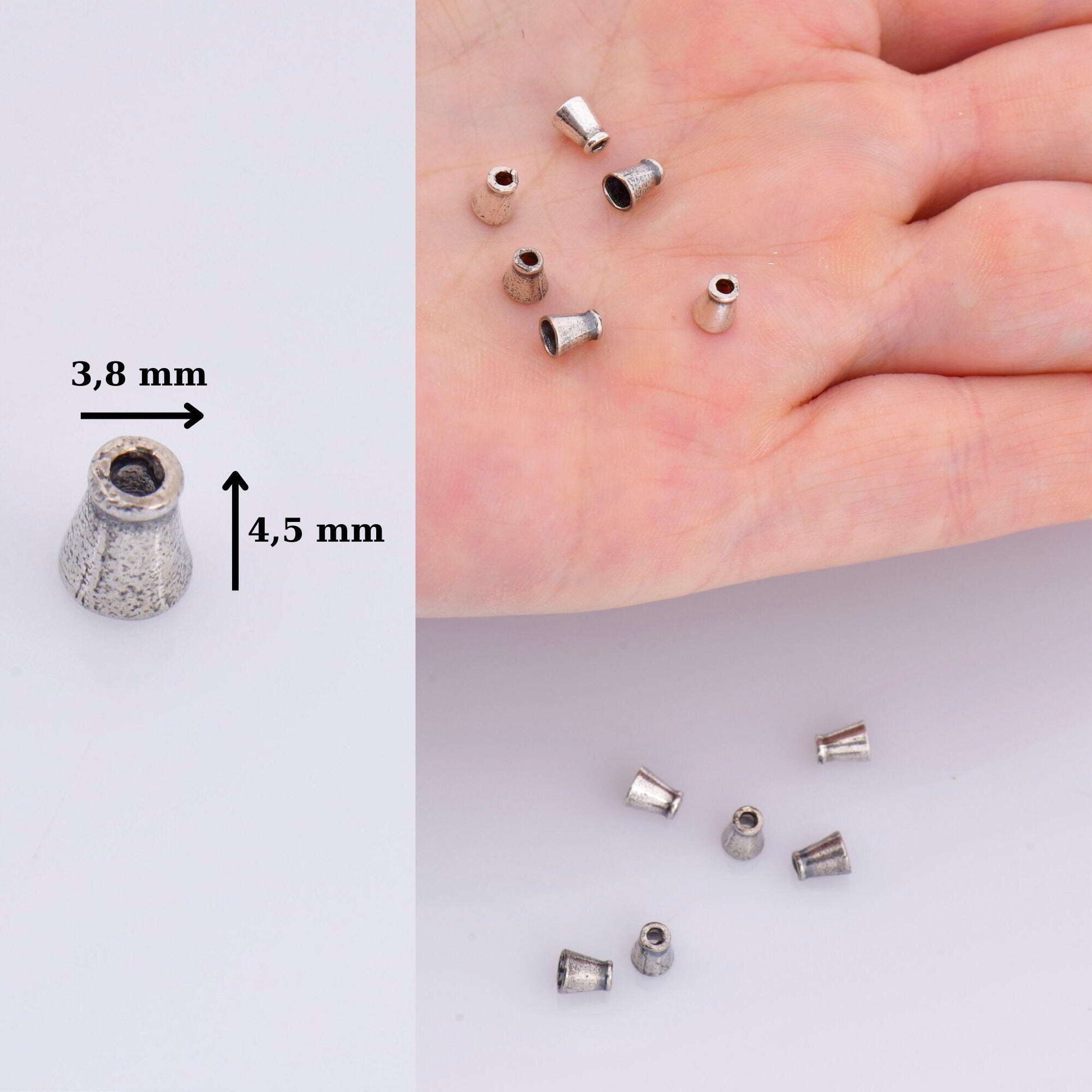 925 Sterling Silver Cone Shape Beads, Solid Silver Cone Bead Caps, Silver Plain Cone End Beads, Bead Caps For Jewelry Making, M28A
