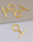 24K Gold Vermeil Toggle Clasps, 925 Solid Silver Toggle Clasp, Gold Plated Plain Toggle Clasp Set, Jewelry Supply, Jewelry Findings, VM58C