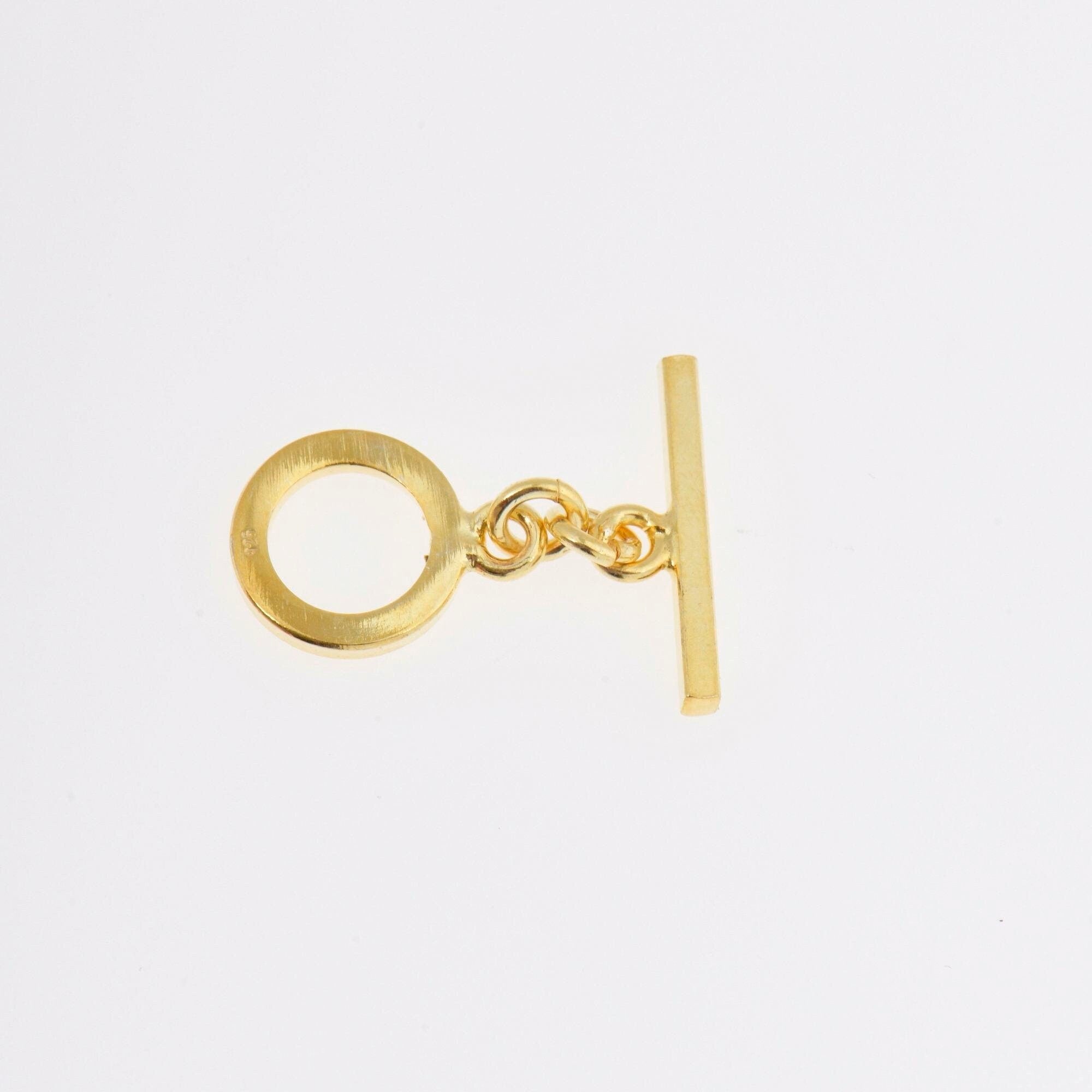 24K Gold Vermeil Toggle Clasps, 925 Solid Silver Toggle Clasp, Gold Plated Plain Toggle Clasp Set, Jewelry Supply, Jewelry Findings, VM58B