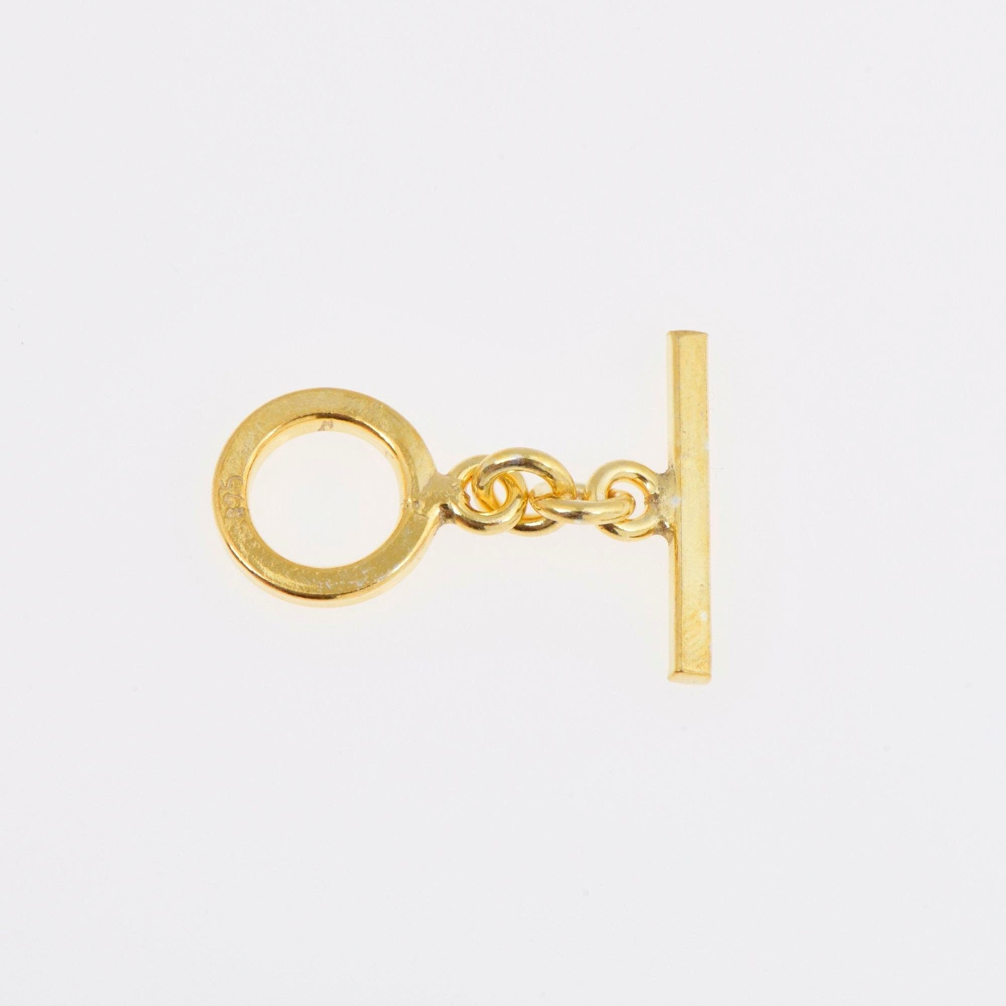 24K Gold Vermeil Toggle Clasps, 925 Solid Silver Toggle Clasp, Gold Plated Plain Toggle Clasp Set, Jewelry Supply, Jewelry Findings, VM58A