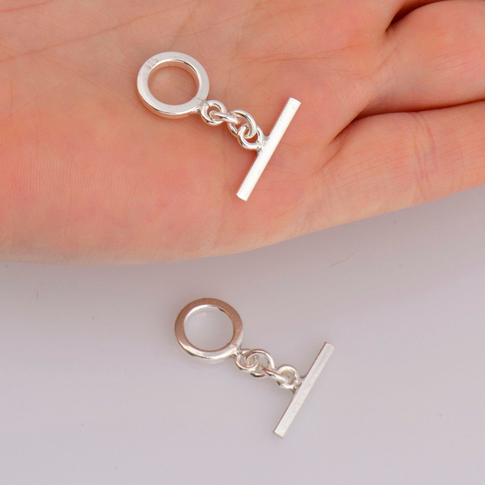 925 Sterling Silver Toggle Clasps, Solid Silver Toggle Clasp, Silver Plain Toggle Clasp Set, Jewelry Making Supplies, Jewelry Findings, M58A