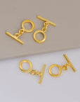 24K Gold Vermeil Toggle Clasps, 925 Solid Silver Toggle Clasp, Gold Plated Plain Toggle Clasp Set, Jewelry Supply, Jewelry Findings, VM58A-C