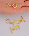 24K Gold Vermeil Toggle Clasps, 925 Solid Silver Toggle Clasp, Gold Plated Plain Toggle Clasp Set, Jewelry Supply, Jewelry Findings, VM58A-C