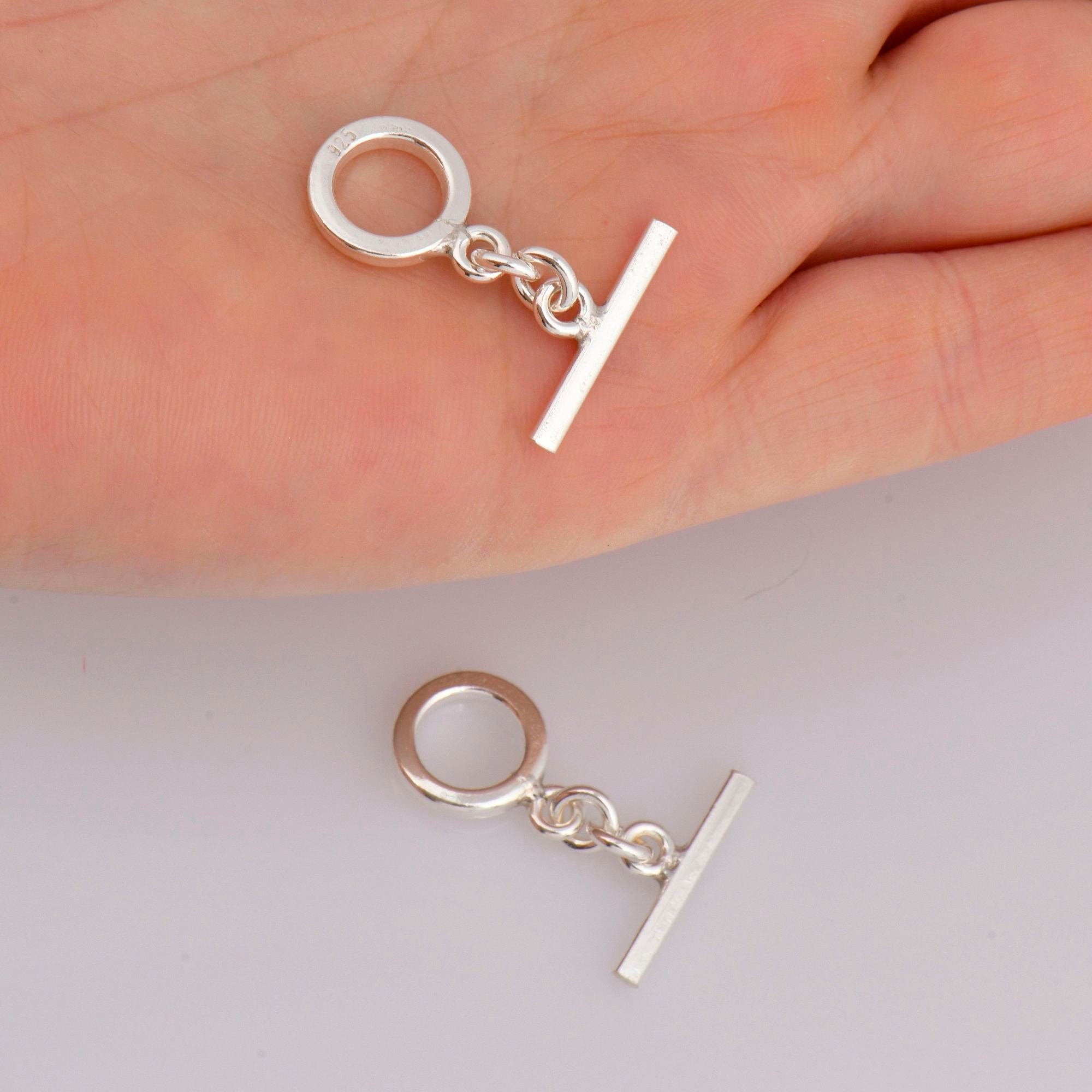 925 Silver Toggle Clasps, Solid Silver Toggle Clasp, Silver Plain Toggle Clasp Set, Jewelry Making Supplies, Jewelry Findings, M58A-C