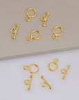 24K Gold Vermeil Toggle Clasps, 925 Solid Silver Toggle Clasp, Gold Plated Plain Toggle Clasp Set, Jewelry Supply, Jewelry Findings, VM59A