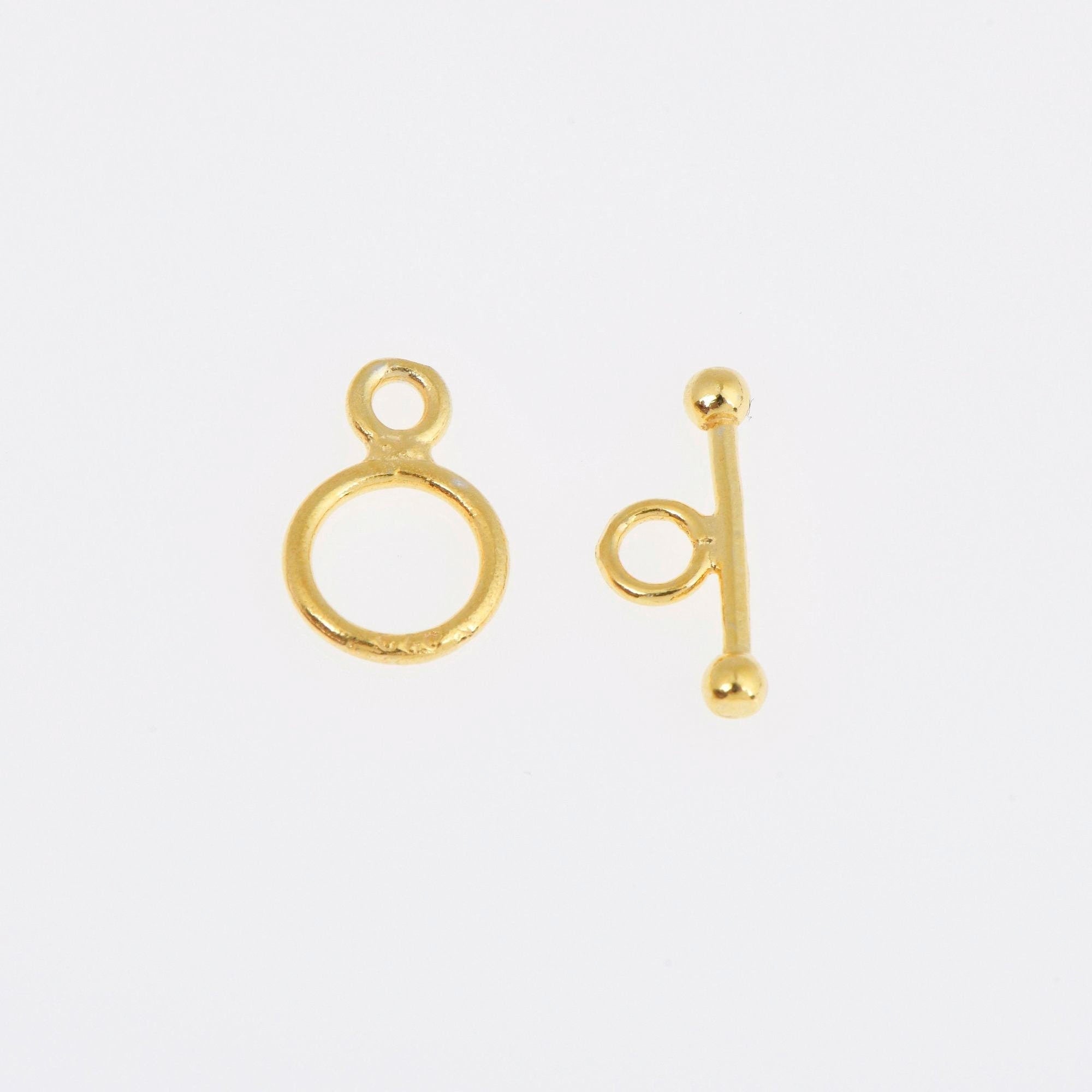 24K Gold Vermeil Toggle Clasps, 925 Solid Silver Toggle Clasp, Gold Plated Plain Toggle Clasp Set, Jewelry Supply, Jewelry Findings, VM59A