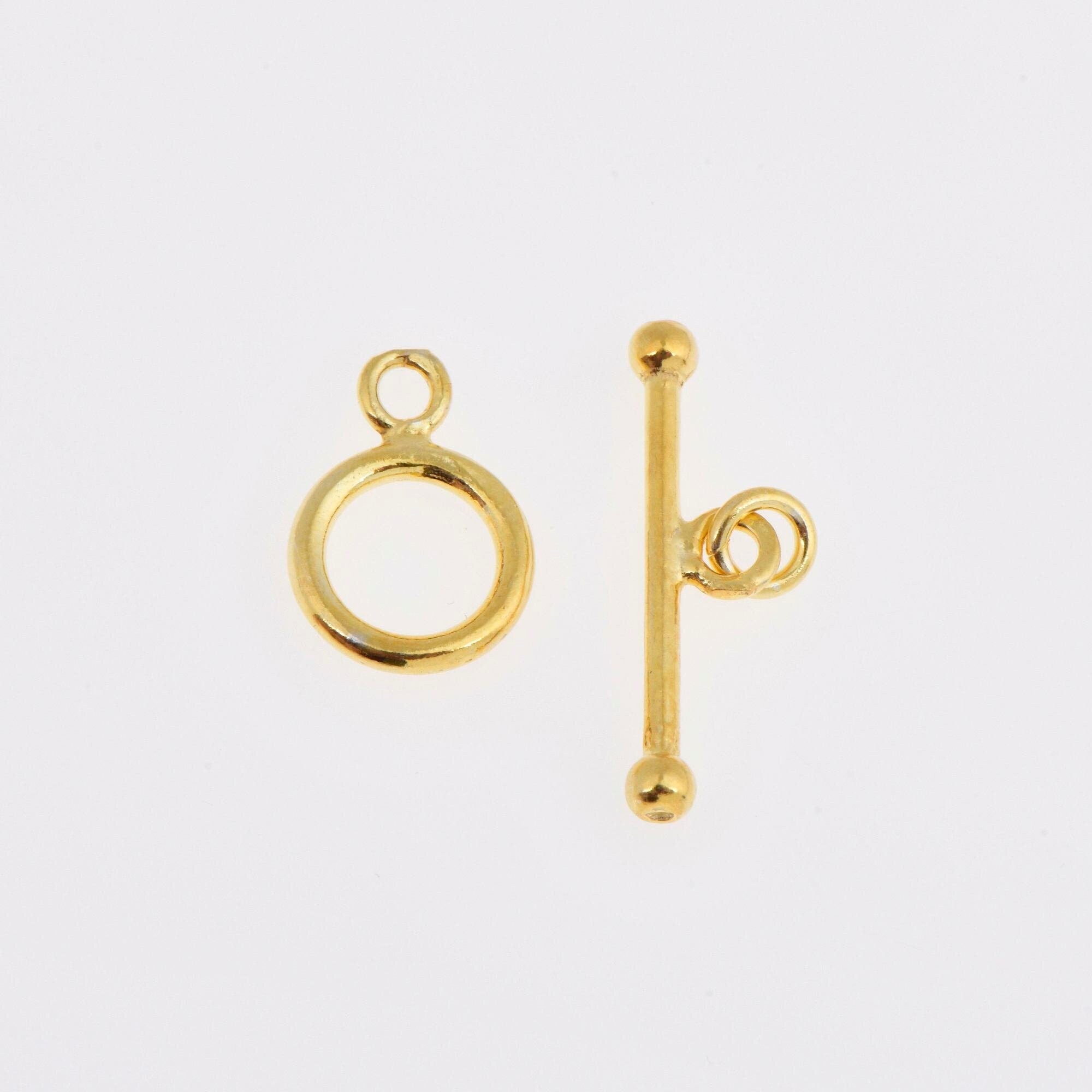 24K Gold Vermeil Toggle Clasps, 925 Solid Silver Toggle Clasp, Gold Plated Plain Toggle Clasp Set, Jewelry Supply, Jewelry Findings, VM59C