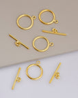 24K Gold Vermeil Toggle Clasps, 925 Solid Silver Toggle Clasp, Gold Plated Plain Toggle Clasp Set, Jewelry Supply, Jewelry Findings, VM59E