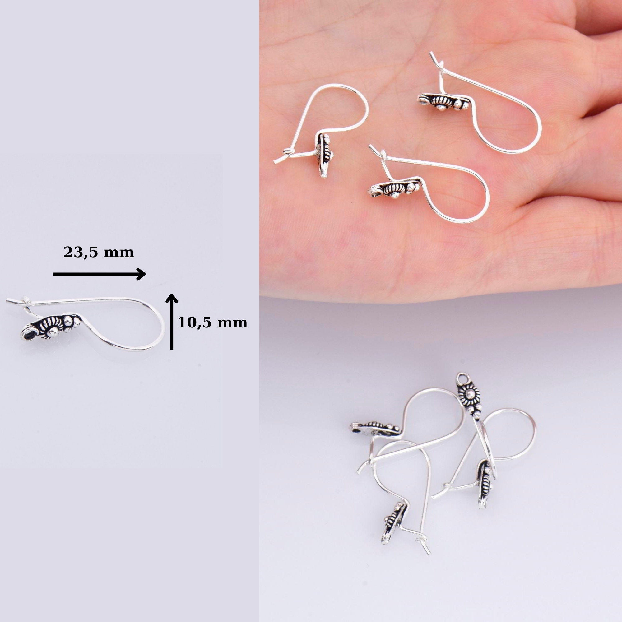 24K Gold Vermeil & 925 Sterling Silver Ear Wires, Earring Hooks, Flower Ear Wires, Earrings Making Supply, Jewelry Findings, M40/VM40