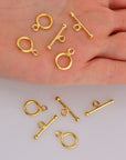 24K Gold Vermeil Toggle Clasps, 925 Solid Silver Toggle Clasp, Gold Plated Plain Toggle Clasp Set, Jewelry Supply, Jewelry Findings, VM59A-E