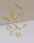 24K Gold Vermeil Toggle Clasps, 925 Solid Silver Toggle Clasp, Gold Plated Plain Toggle Clasp Set, Jewelry Supply, Jewelry Findings, VM59A-E