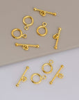 24K Gold Vermeil Toggle Clasps, 925 Solid Silver Toggle Clasp, Gold Plated Plain Toggle Clasp Set, Jewelry Supply, Jewelry Findings, VM59A-E