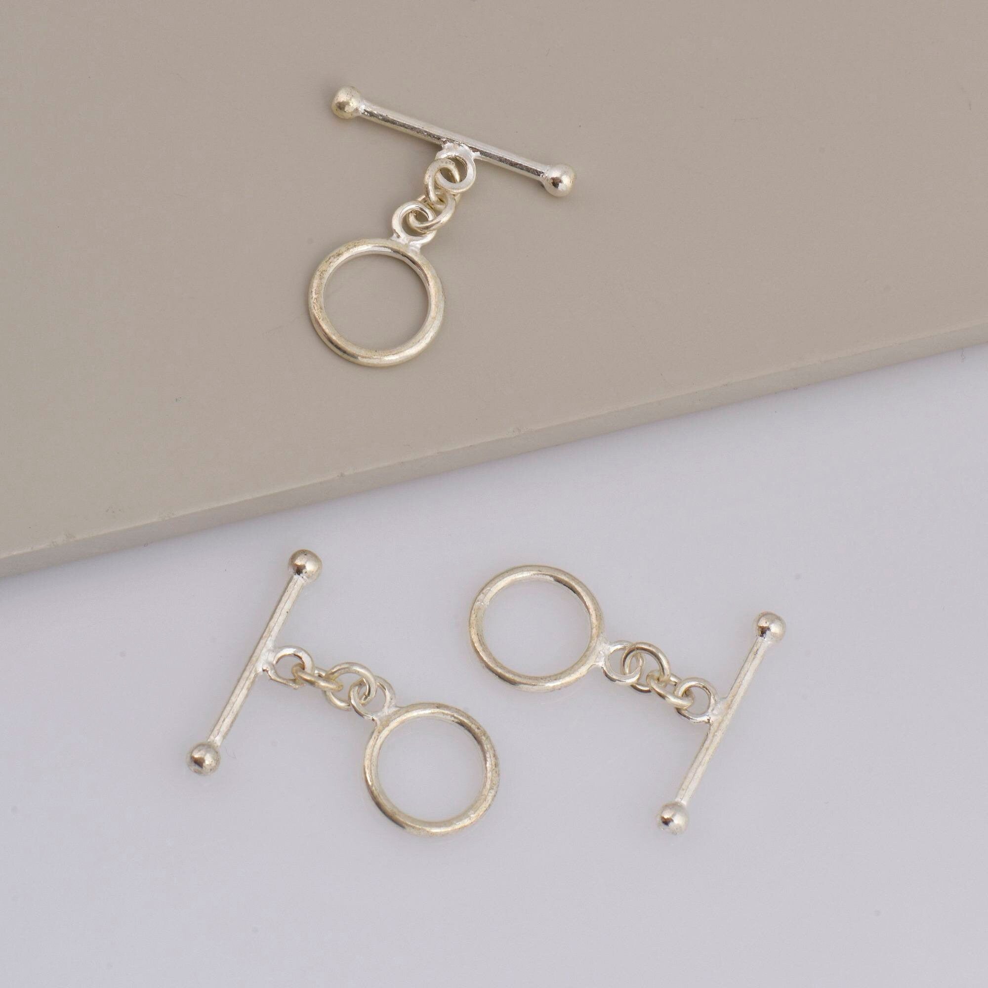 925 Sterling Silver Toggle Clasps, Solid Silver Toggle Clasp, Silver Plain Toggle Clasp Set, Jewelry Supplies, Jewelry Findings, M59A-E