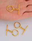 24K Gold Vermeil & 925 Silver Toggle Clasps, Silver Toggle Clasp, Gold Plated Antique Toggle Clasp Set, Jewelry Supply, M/VM60A-B