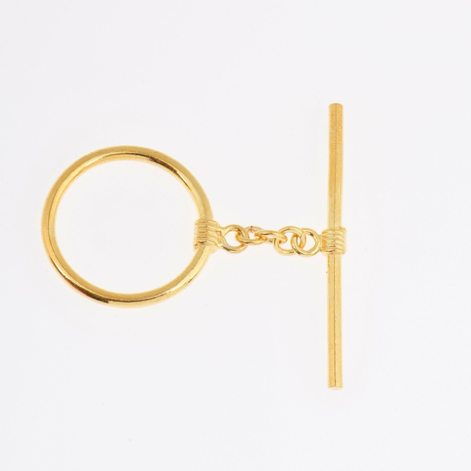 24K Gold Vermeil Toggle Clasps, 925 Solid Silver Toggle Clasp, Gold Plated Antique Toggle Clasp Set, Jewelry Supply, Jewelry Findings, VM60B