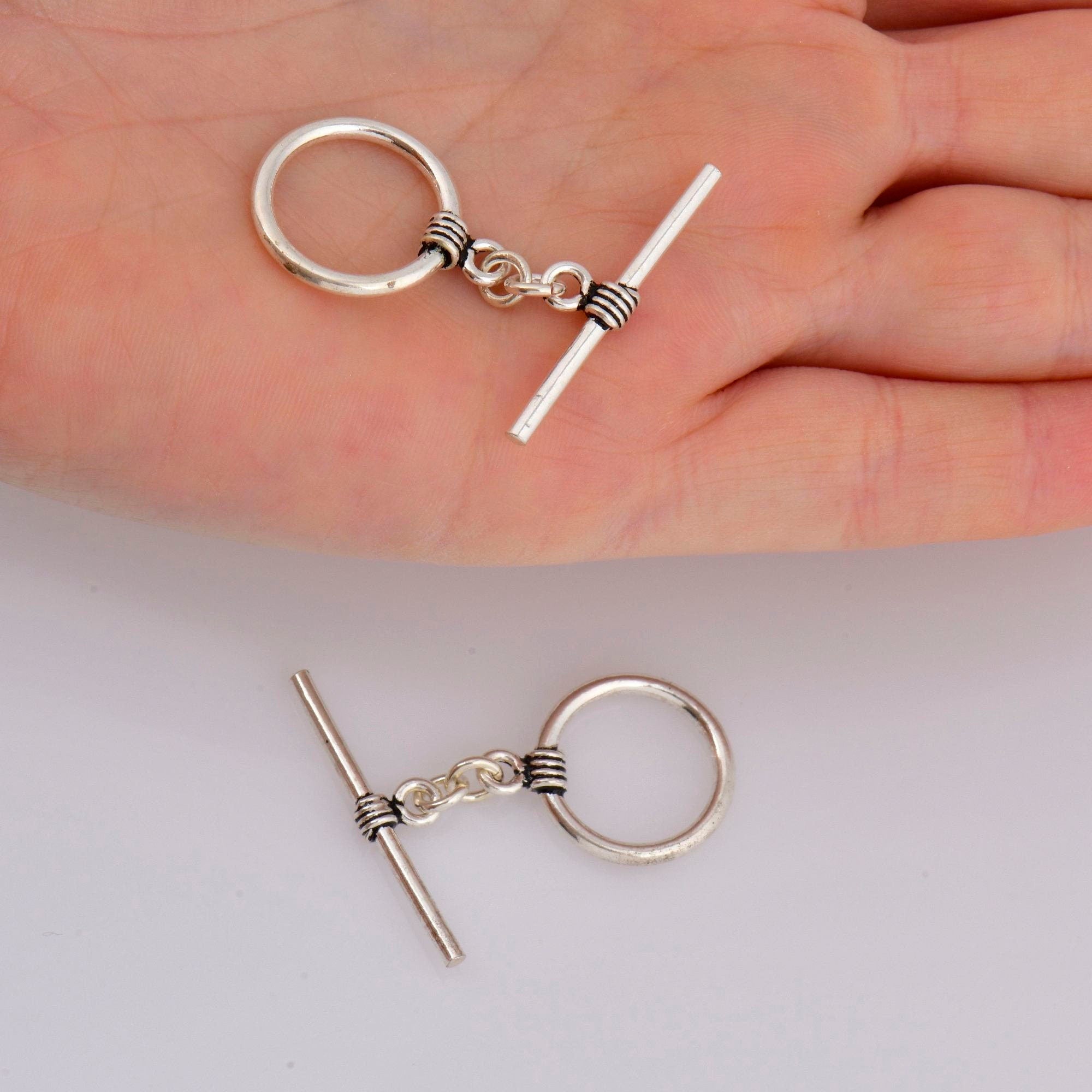 24K Gold Vermeil & 925 Silver Toggle Clasps, Silver Toggle Clasp, Gold Plated Antique Toggle Clasp Set, Jewelry Supply, M/VM60A-B