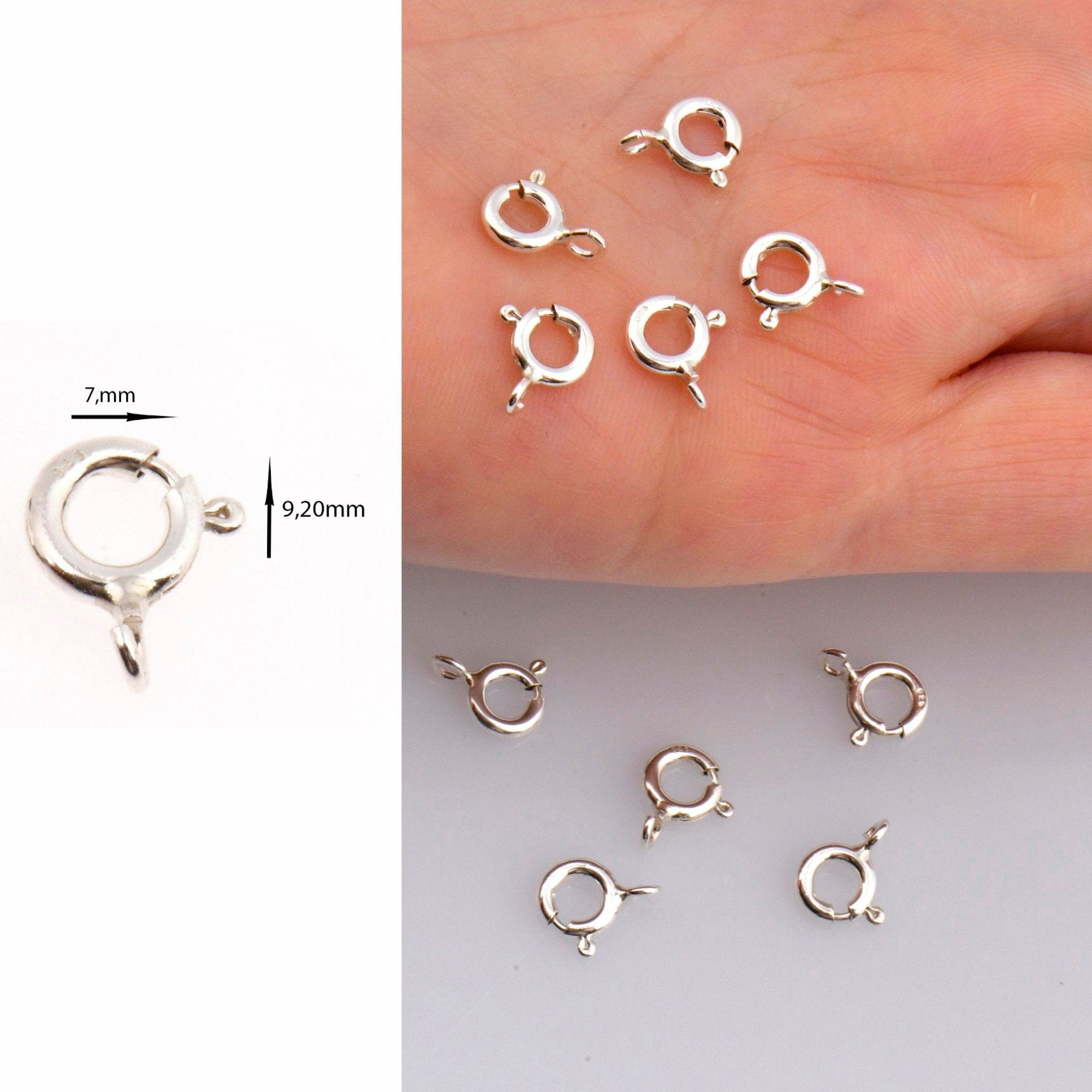 925 Sterling Silver Round Clasps, Solid Silver Round Trigger Clasp, Silver Round Spring Clasp, Jewelry Making Supply, Jewelry Findings, M56B