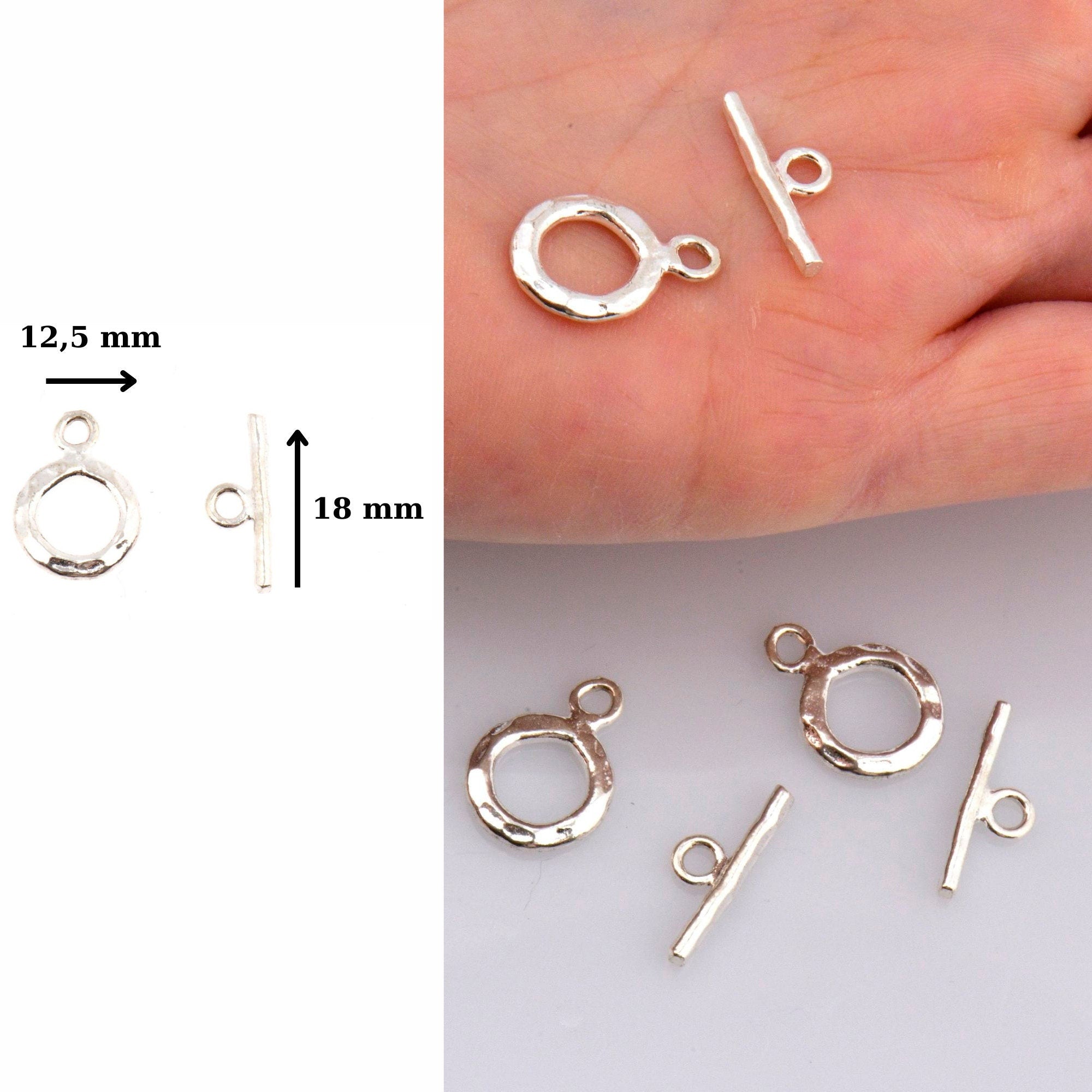 925 Solid Silver Toggle Clasp, Silver Toggle Clasps, Silver Plated Organic Toggle Clasp Set, Jewelry Supply, Jewelry Findings, M57A-C