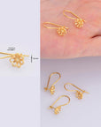 24K Gold Vermeil Flower Ear Wires, 24K Gold Plated Earring Hooks, 925 Silver Ear Wires, Earring Making Supply, Jewelry Making Findings, VM44