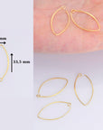 24K Gold Vermeil 34 mm V Shape Ear Wires w Open Loop, Earring Hooks, Earring Making Supply, Findings, VM49B
