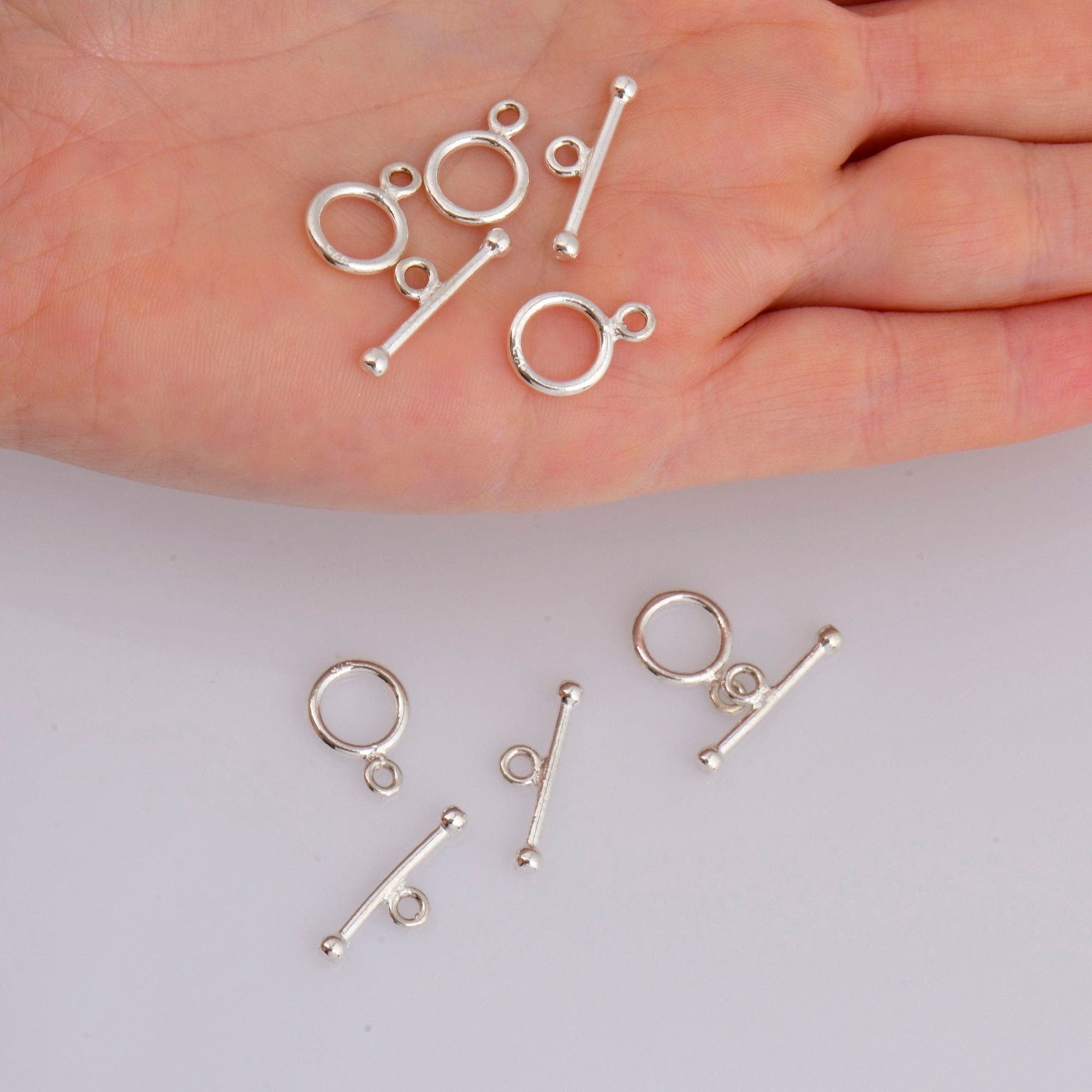 925 Sterling Silver Toggle Clasps, Solid Silver Toggle Clasp, Silver Plain Toggle Clasp Set, Jewelry Making Supplies, Jewelry Findings, M59B
