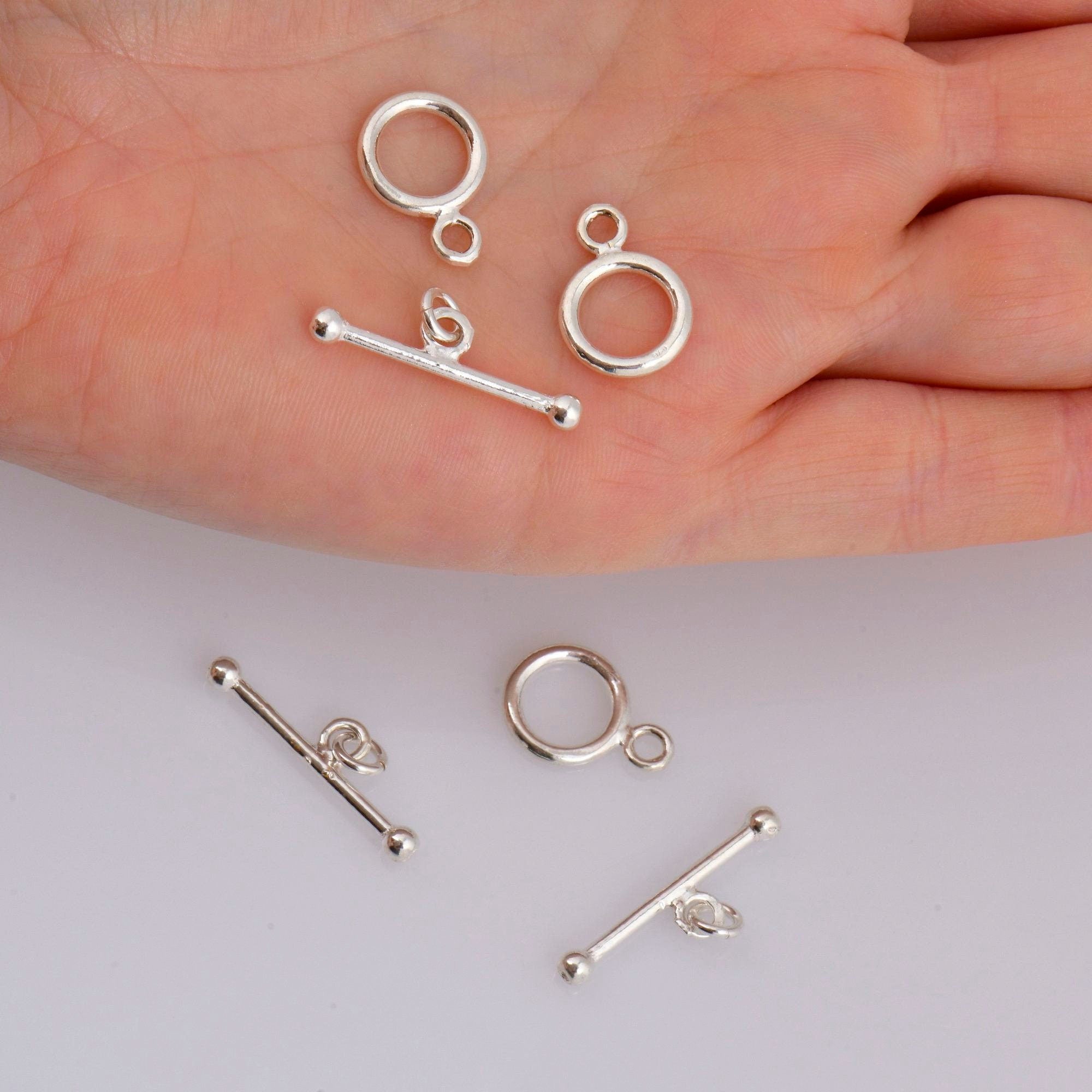 925 Sterling Silver Toggle Clasps, Solid Silver Toggle Clasp, Silver Plain Toggle Clasp Set, Jewelry Making Supplies, Jewelry Findings, M59C