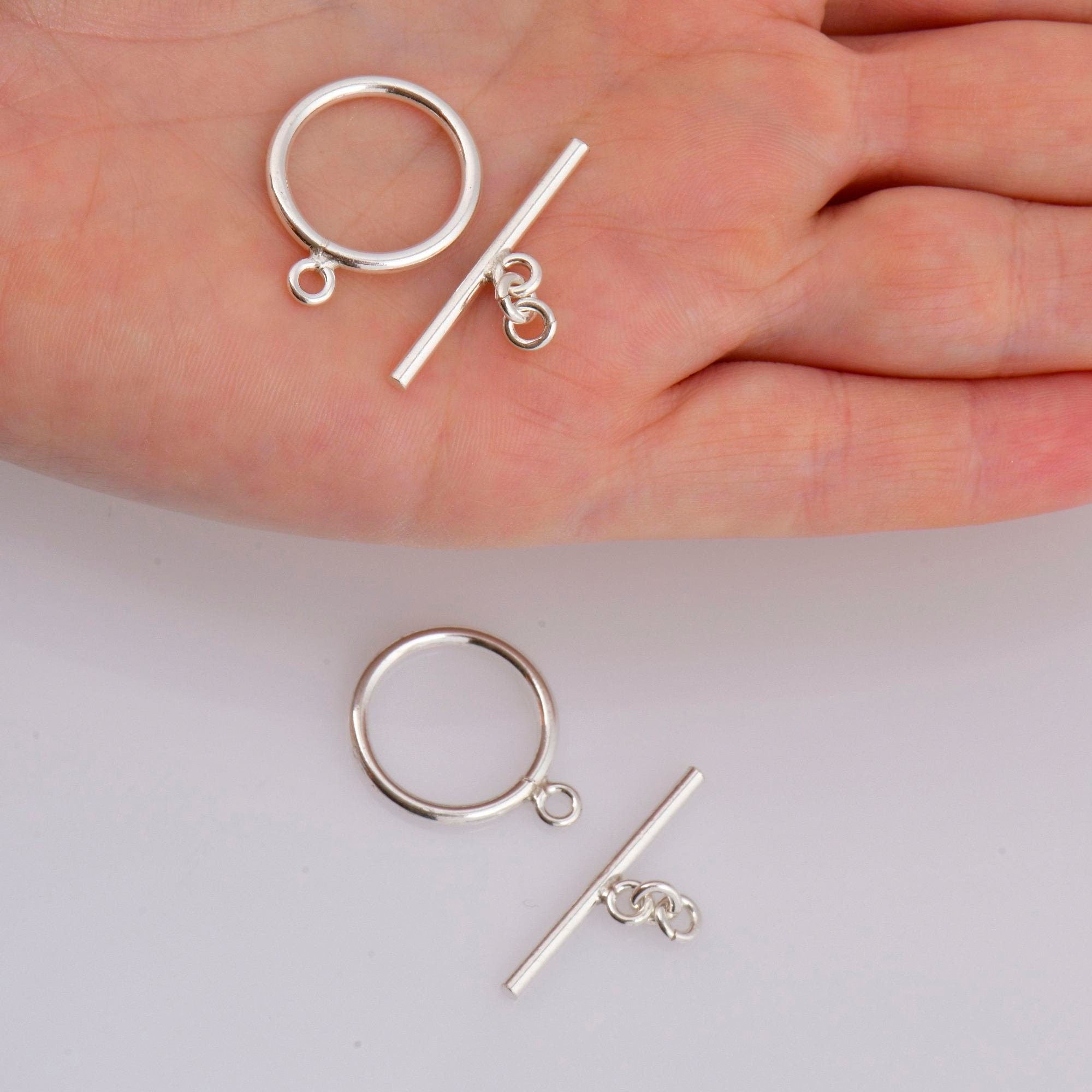 925 Sterling Silver Toggle Clasps, Solid Silver Toggle Clasp, Silver Plain Toggle Clasp Set, Jewelry Making Supplies, Jewelry Findings, M59E