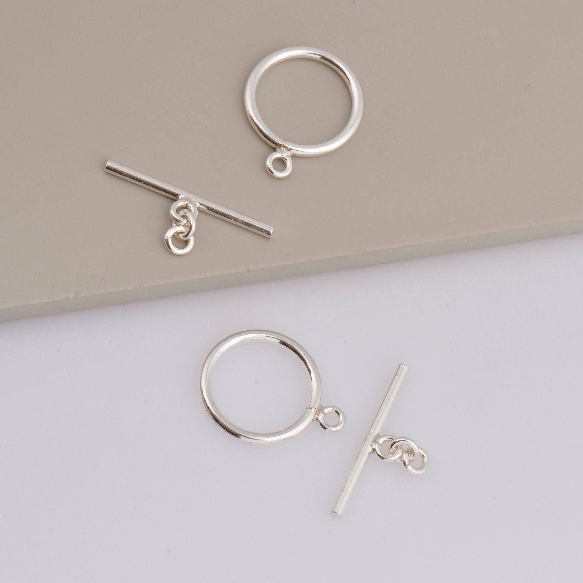 925 Sterling Silver Toggle Clasps, Solid Silver Toggle Clasp, Silver Plain Toggle Clasp Set, Jewelry Making Supplies, Jewelry Findings, M59E