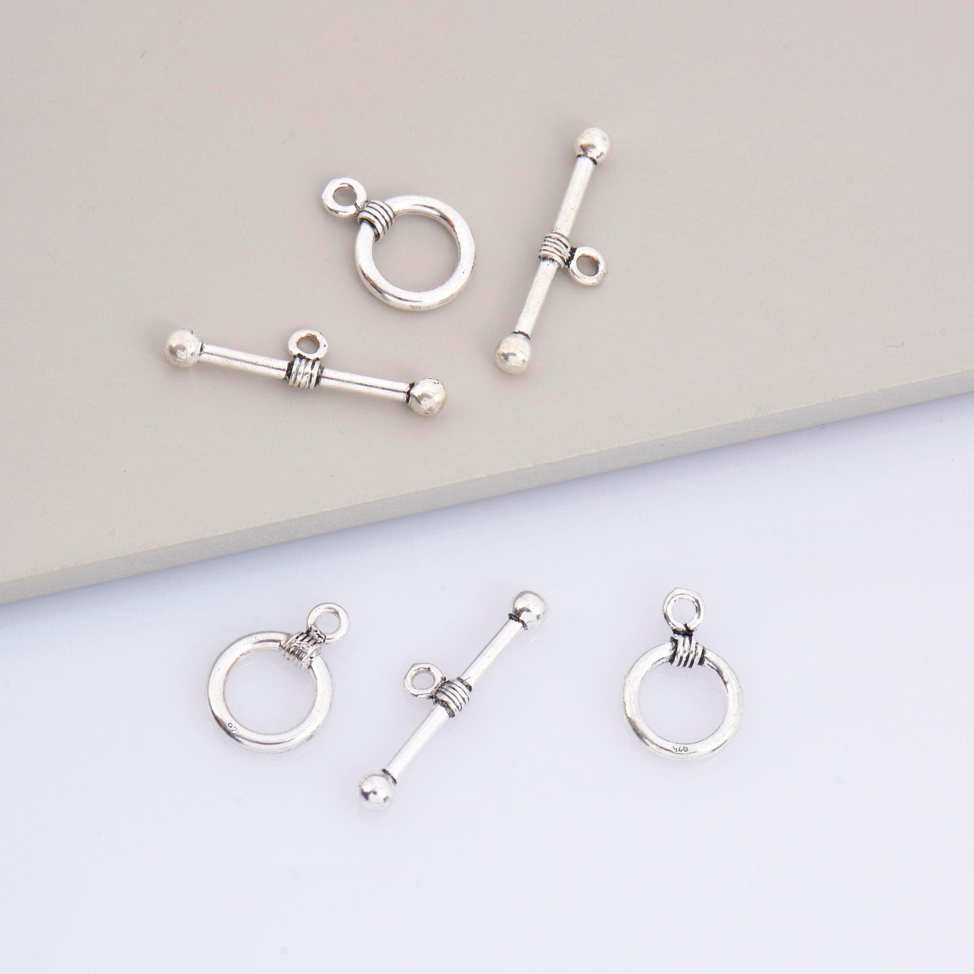 925 Sterling Silver Toggle Clasps, Solid Silver Toggle Clasp, Silver Plain Toggle Clasp Set, Jewelry Making Supplies, Jewelry Findings, M61