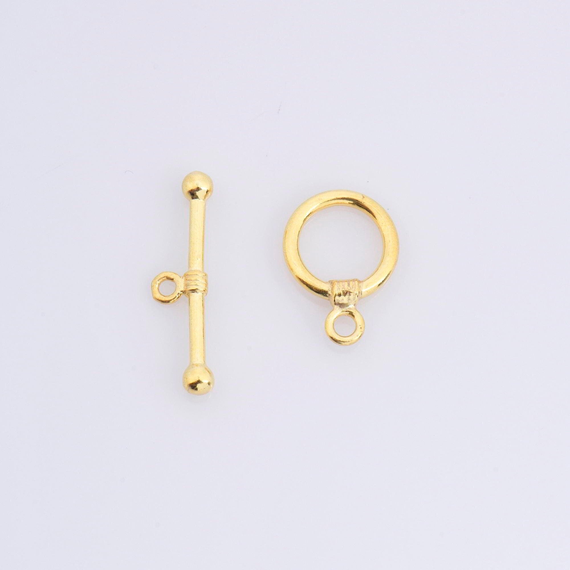 24K Gold Vermeil Toggle Clasps, 925 Solid Silver Toggle Clasp, Gold Plated Plain Toggle Clasp Set, Jewelry Supply, Jewelry Findings, VM61
