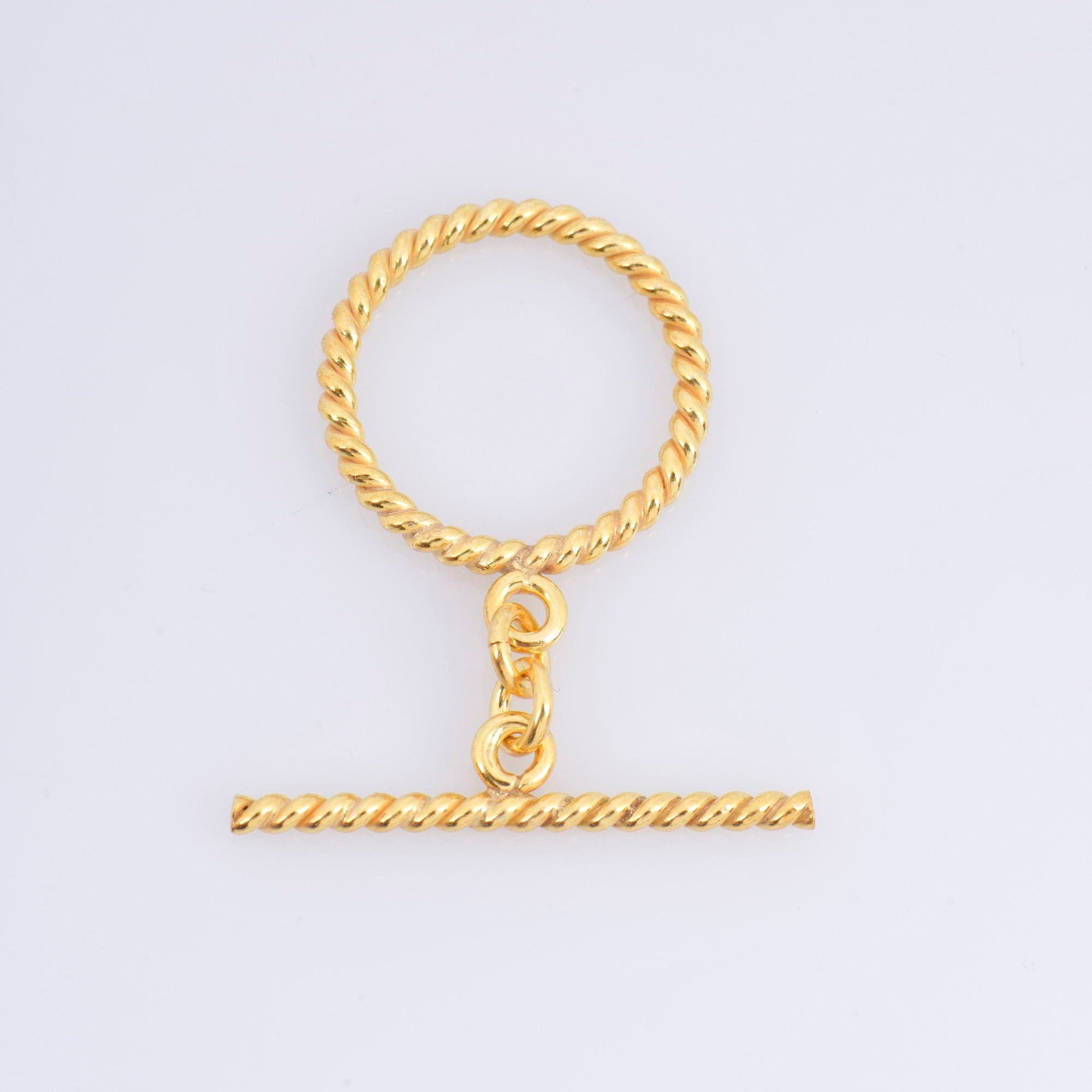 24K Gold Vermeil Twisted Toggle Clasps, 925 Silver Twisted Rope Design Toggle Clasp Set, Toggle Clasps, Jewelry Supplies, Findings, VM62C