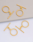 24K Gold Vermeil Twisted Toggle Clasps, 925 Silver Twisted Rope Design Toggle Clasp Set, Toggle Clasps, Jewelry Supplies, Findings, VM62A-C
