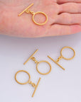 24K Gold Vermeil Twisted Toggle Clasps, 925 Silver Twisted Rope Design Toggle Clasp Set, Toggle Clasps, Jewelry Supplies, Findings, VM62C