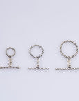 24K Gold Vermeil & 925 Silver Twisted Toggle Clasps, Silver Twisted Rope Design Toggle Clasp Set, Jewelry Supplies Findings, M/VM62A-C
