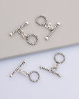 925 Sterling Silver Twisted Toggle Clasps, Twisted Rope Design Toggle Clasp Set, Solid Silver Toggle Clasps, Jewelry Supplies Findings, M62A