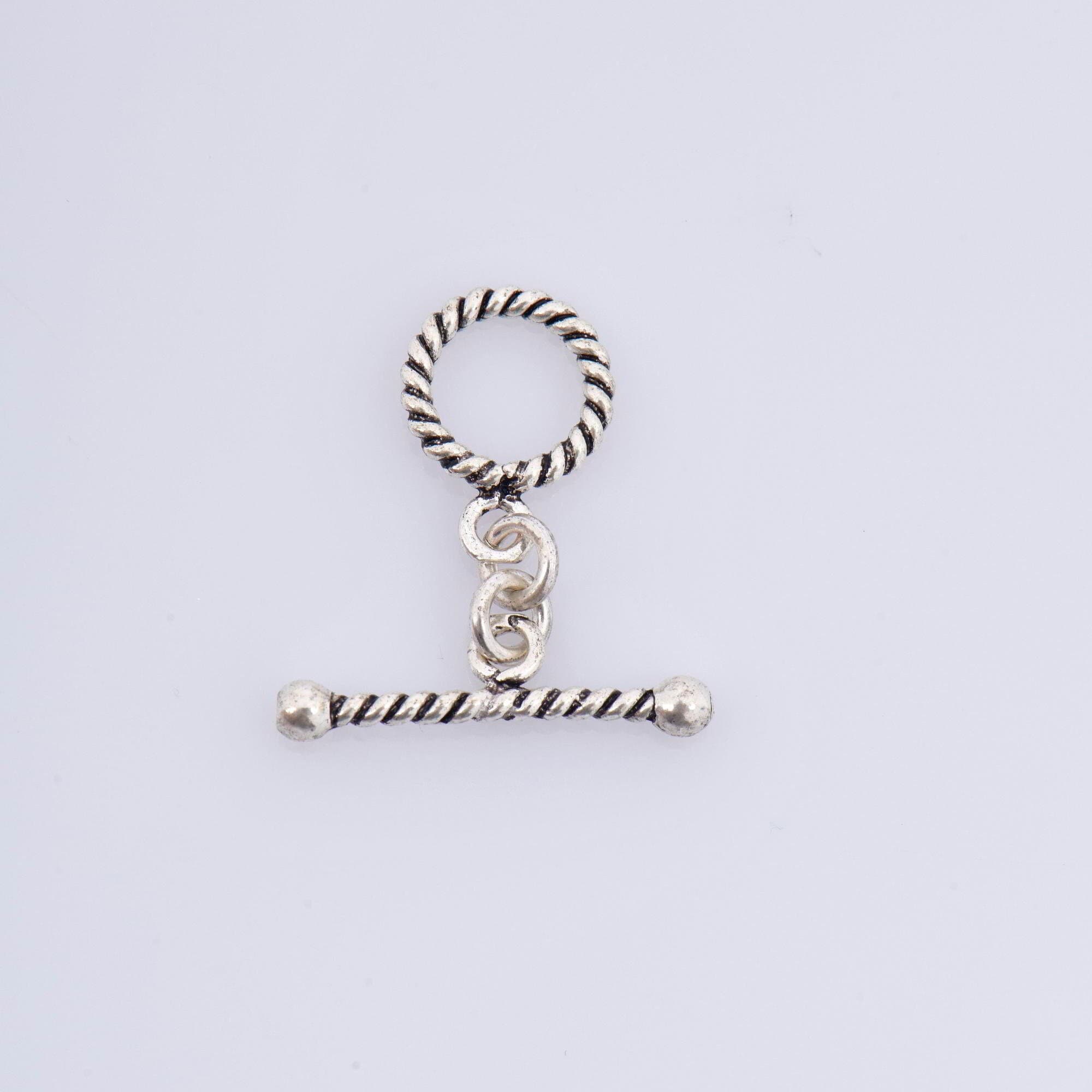 925 Sterling Silver Twisted Toggle Clasps, Twisted Rope Design Toggle Clasp Set, Solid Silver Toggle Clasps, Jewelry Supplies Findings, M62A