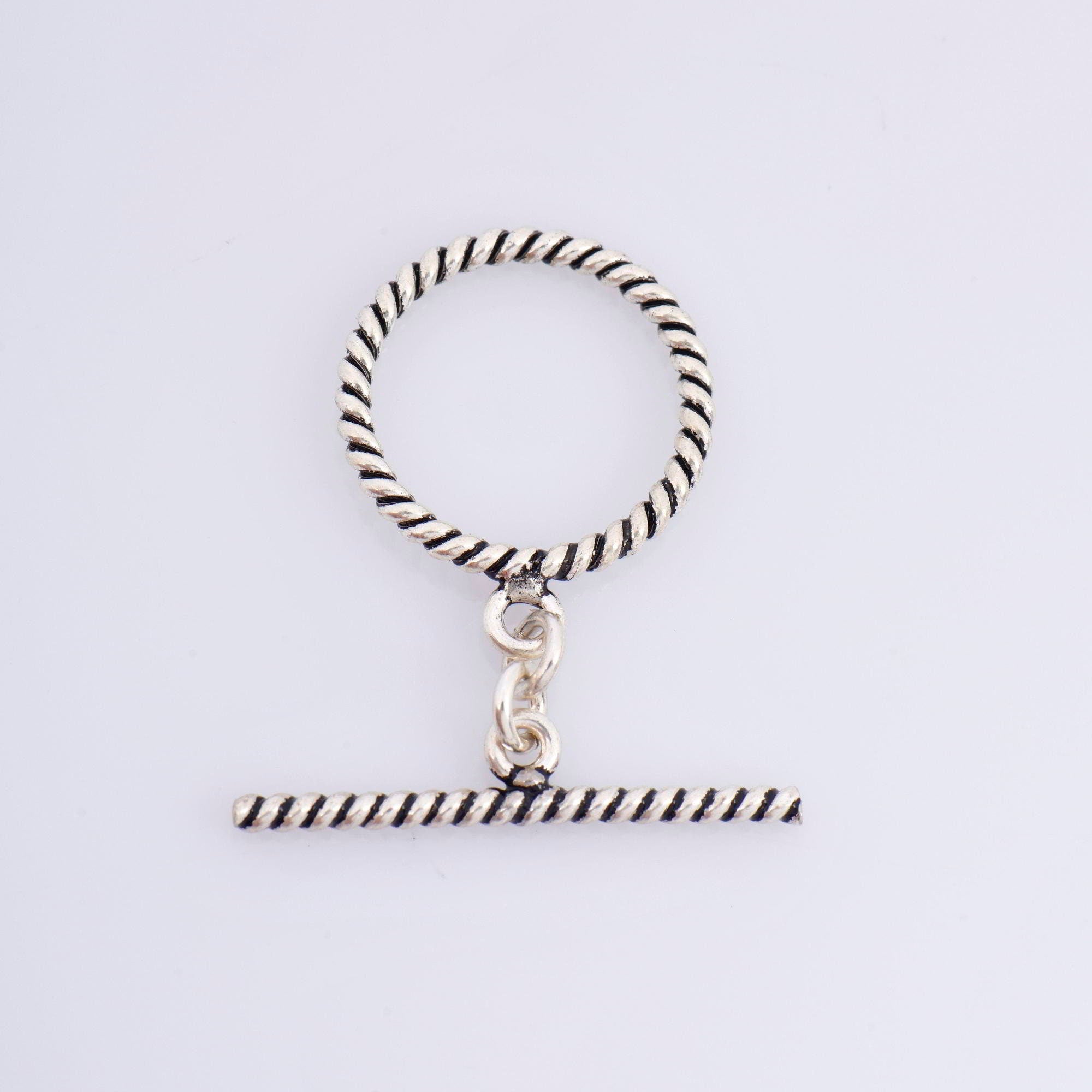 925 Sterling Silver Twisted Toggle Clasps, Twisted Rope Design Toggle Clasp Set, Silver Toggle Clasps, Jewelry Supplies, Findings, M62C