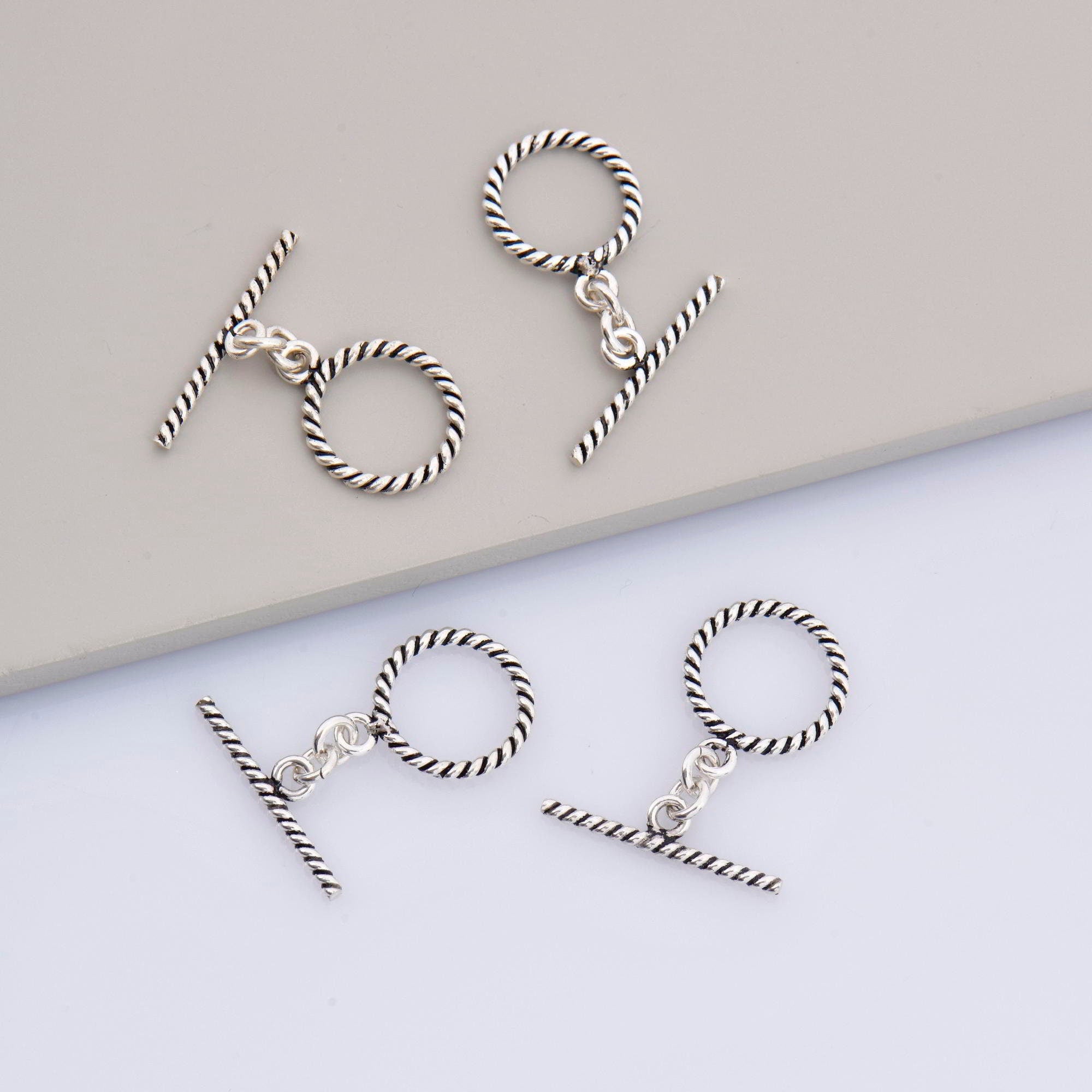 925 Sterling Silver Twisted Toggle Clasps, Twisted Rope Design Toggle Clasp Set, Silver Toggle Clasps, Jewelry Supplies Findings, M62A-C