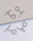 925 Sterling Silver Twisted Toggle Clasps, Twisted Rope Design Toggle Clasp Set, Silver Toggle Clasps, Jewelry Supplies Findings, M62A-C