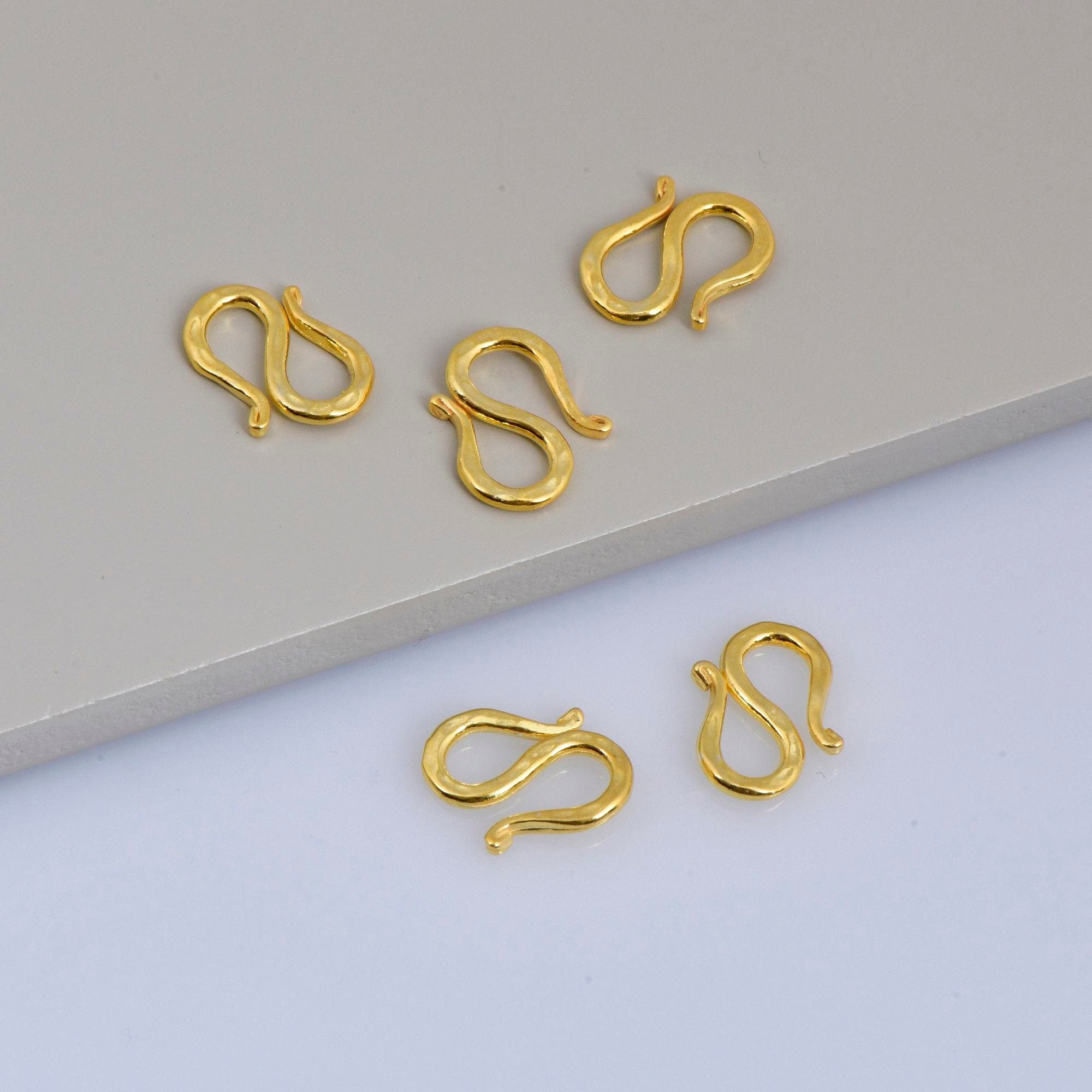 24K Gold Vermeil S Clasps, 925 Sterling Silver Hook Clasps, 24K Gold Plated Connectors, Jewelry Making Supplies, Jewelry Findings, VM63A-B