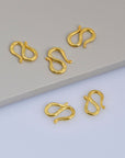 24K Gold Vermeil S Clasps, 925 Sterling Silver Hook Clasps, 24K Gold Plated Connectors, Jewelry Making Supplies, Jewelry Findings, VM63A-B