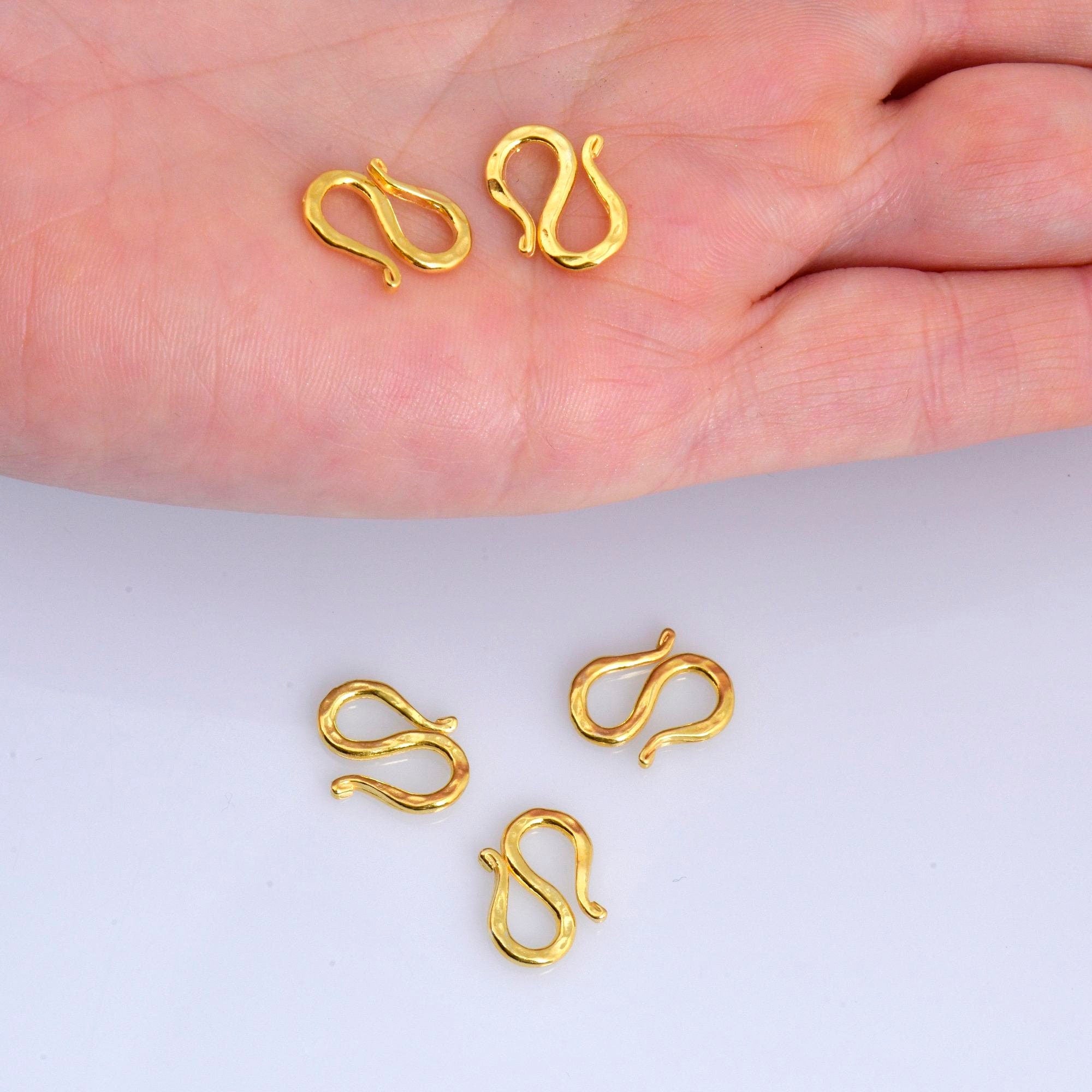 24K Gold Vermeil S Clasps, 925 Sterling Silver Hook Clasps, 24K Gold Plated Connectors, Jewelry Making Supplies, Jewelry Findings, VM63A-B