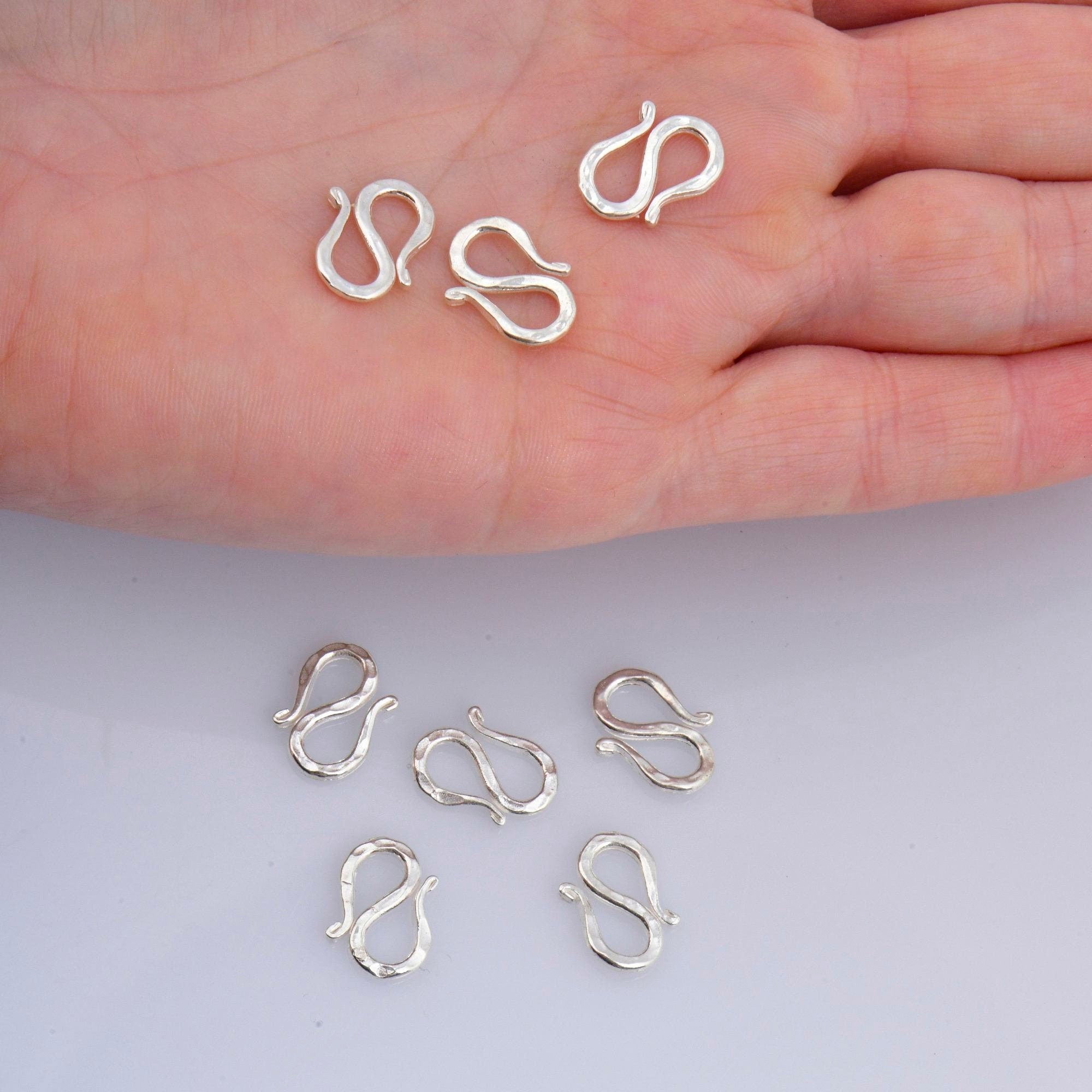 925 Sterling Silver S Clasps, Silver Hook Clasps, Solid Silver Connectors, Jewelry Making Supplies, Silver Jewelry Findings, M63A