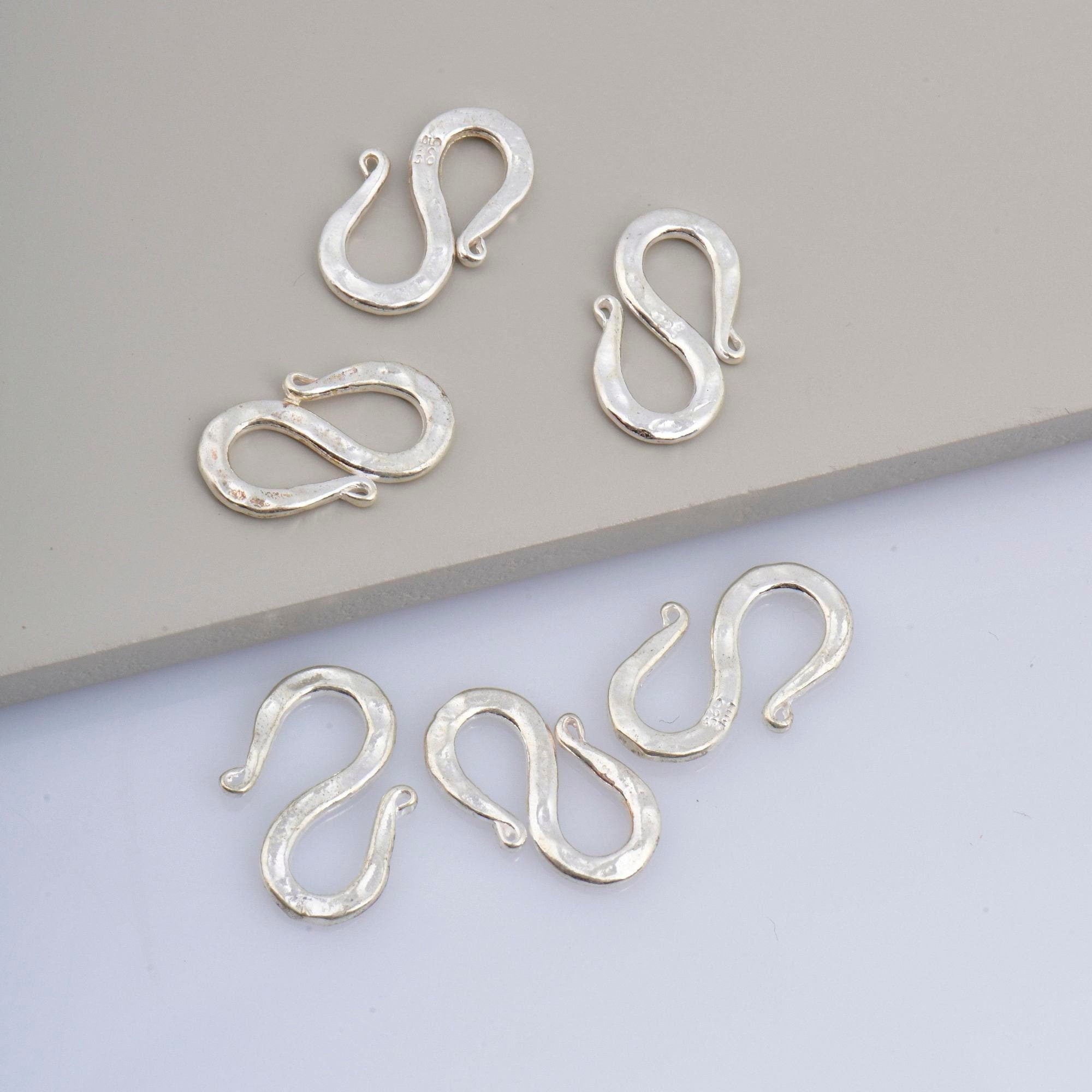925 Sterling Silver S Clasps, Silver Hook Clasps, Solid Silver Connectors, Jewelry Making Supplies, Silver Jewelry Findings, M63A\B