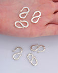 925 Sterling Silver S Clasps, Silver Hook Clasps, Solid Silver Connectors, Jewelry Making Supplies, Silver Jewelry Findings, M63B