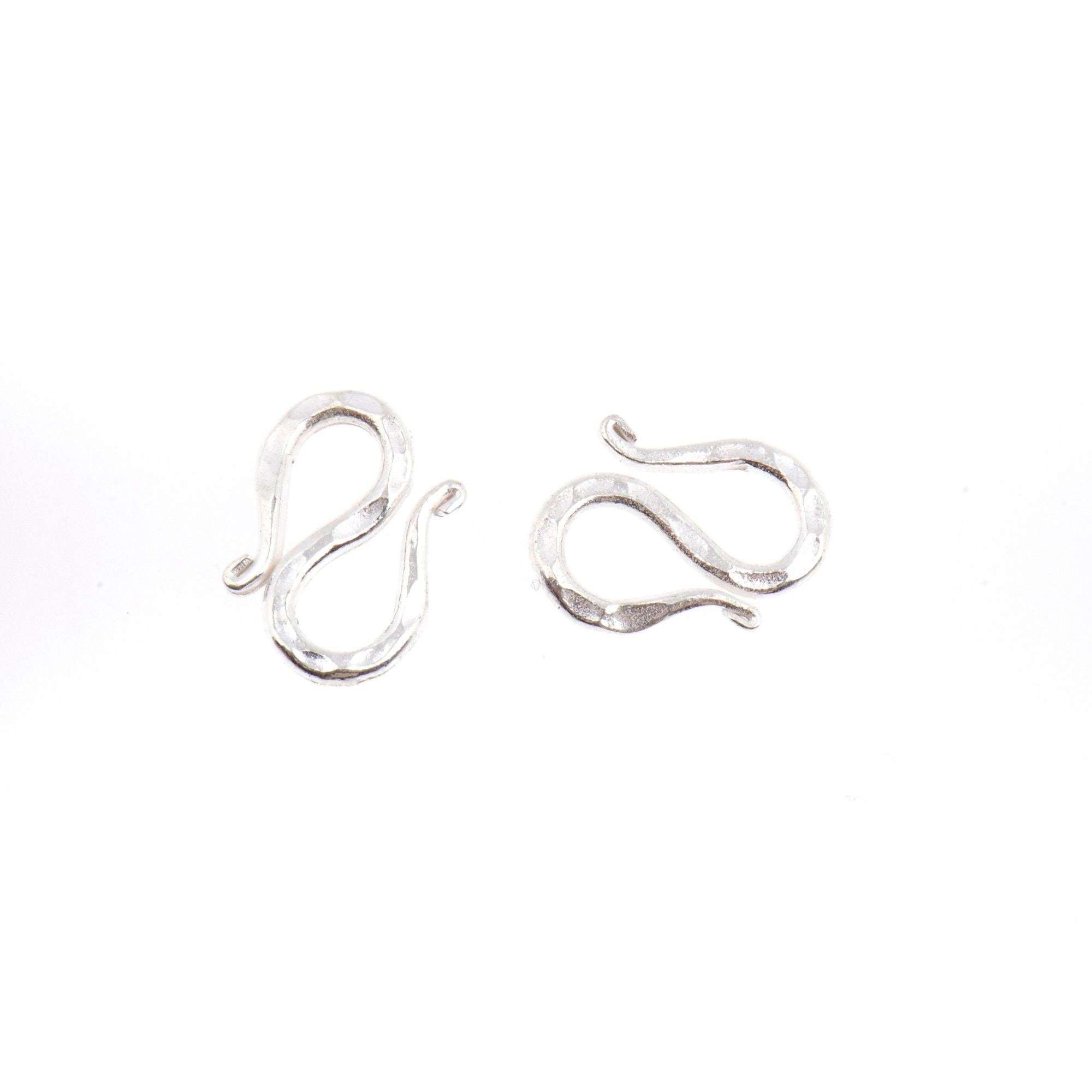 925 Sterling Silver S Clasps, Silver Hook Clasps, Solid Silver Connectors, Jewelry Making Supplies, Silver Jewelry Findings, M63A\B