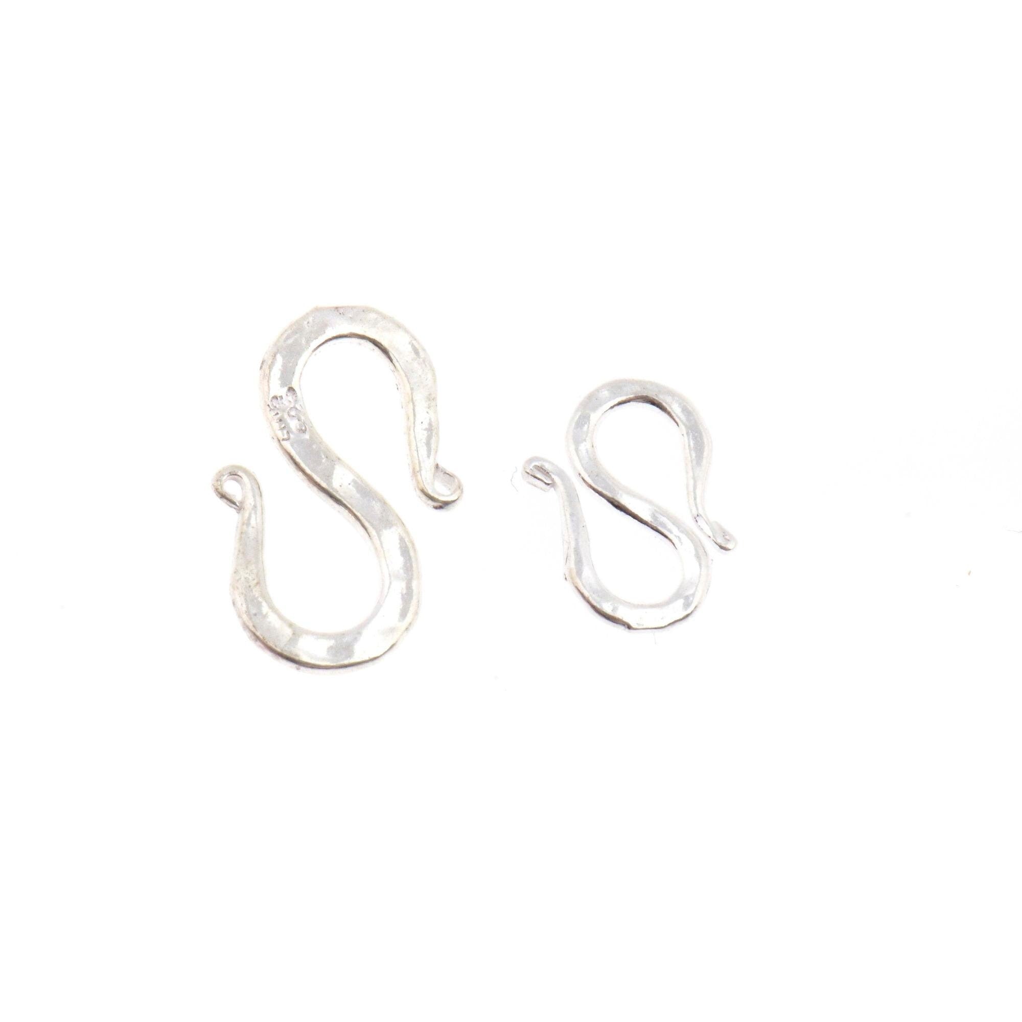 925 Sterling Silver S Clasps, Silver Hook Clasps, Solid Silver Connectors, Jewelry Making Supplies, Silver Jewelry Findings, M63A\B