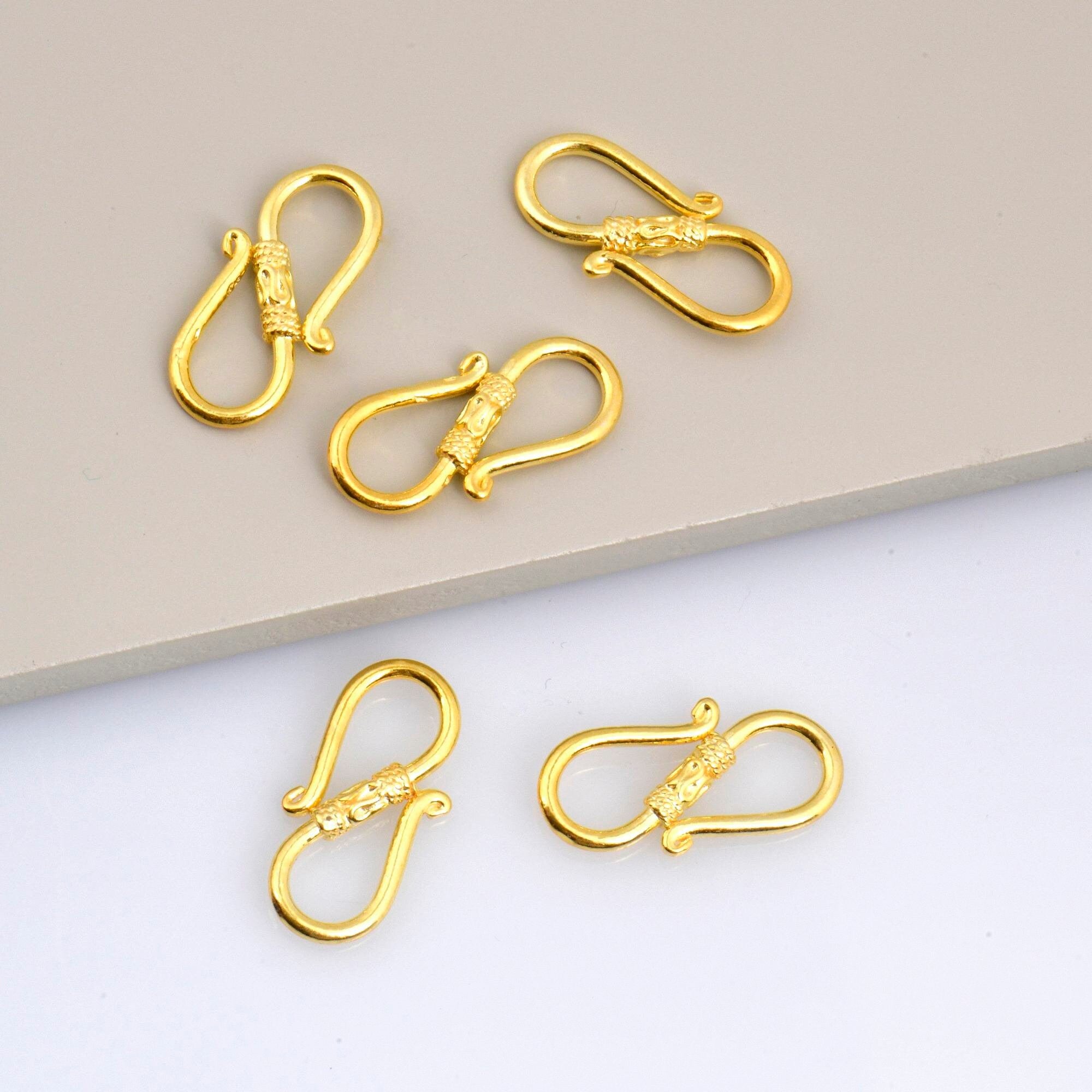 24K Gold Vermeil S Clasps, Antique Silver Hook Clasps, 925 Sterling Silver Connectors in Gold, Jewelry Supplies, Jewelry Findings, VM64C