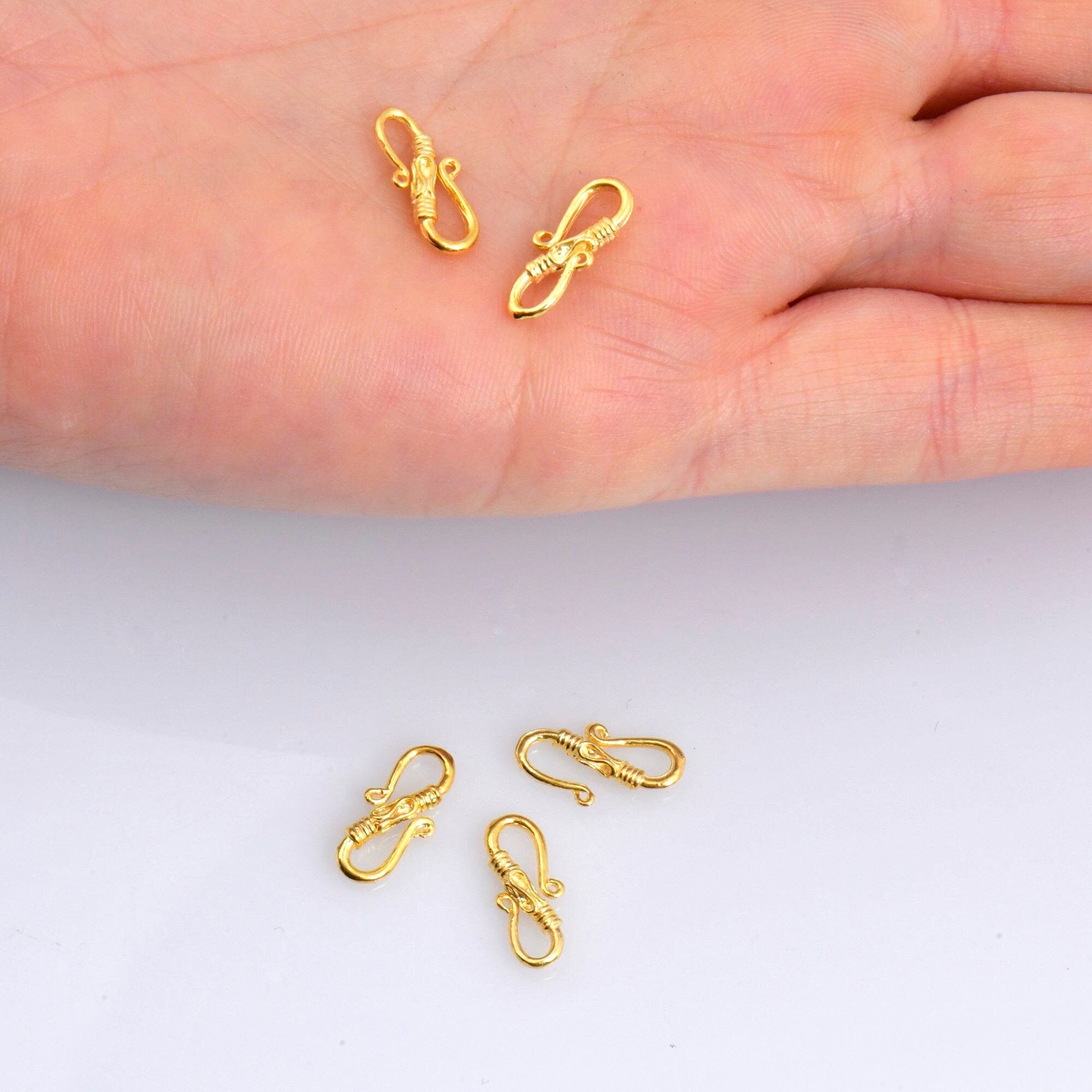 24K Gold Vermeil S Clasps, Antique Silver Hook Clasps, 925 Sterling Silver Connectors in Gold, Jewelry Supplies, Jewelry Findings, VM64A-C